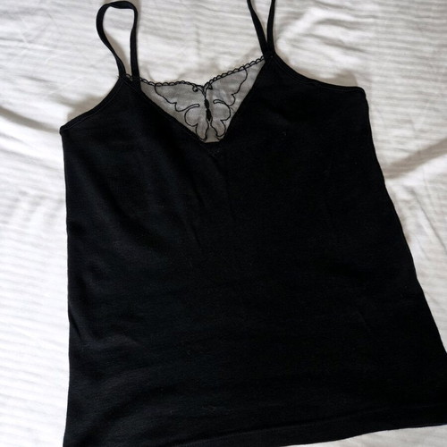 Vintage top with butterfly mesh, black, like new, size M
