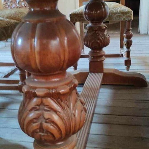 Handmade dining table set for 8 with buffet and mirror, like new
