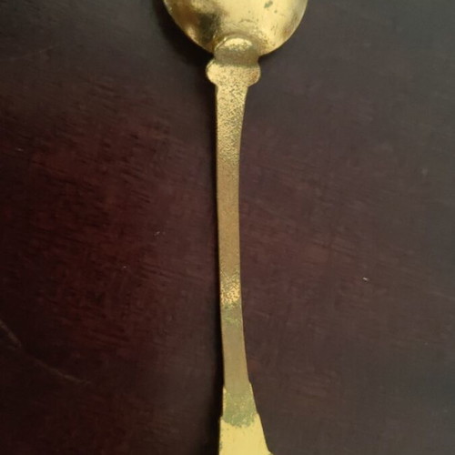 Vintage gold-plated Budapest souvenir spoon with enamel decoration