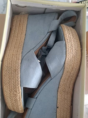 Blue wedge sandal new, size 38