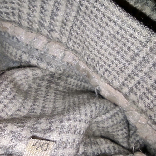 Plaid skirt beige/ecru with grey, used, winter fabric XS-S