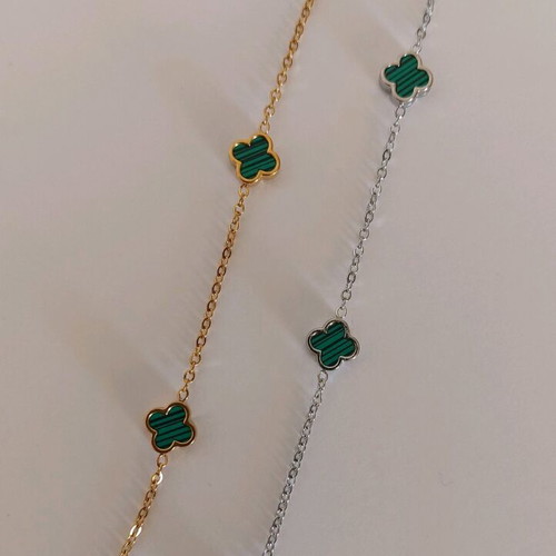 Mini VC bracelet new, stainless steel, silver and green