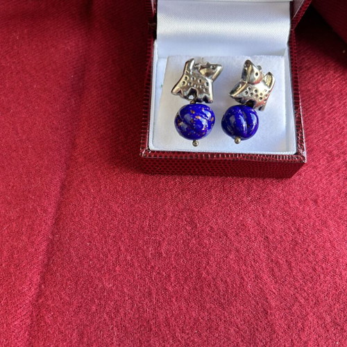 Folli Follie silver earrings with blue stone like new