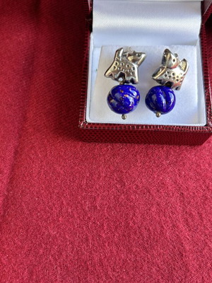 Folli Follie silver earrings with blue stone like new