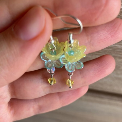 Handmade earrings turquoise and yellow inspired by Barbie Fairytopia