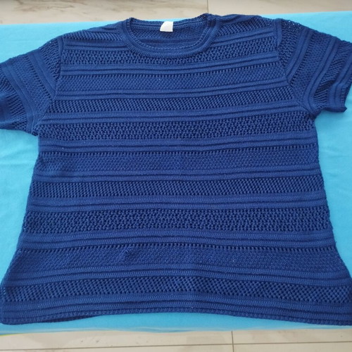 Vintage women's short-sleeve pullovers set of 2 like new, blue shades, M-L-XL