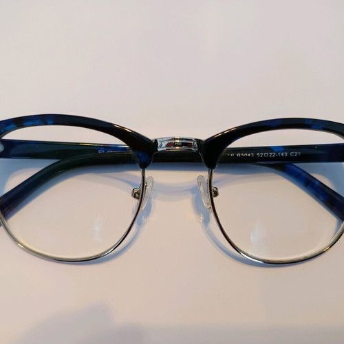 Women's eyeglass frame used, blue and silver