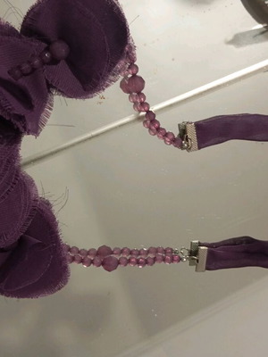 Necklace with fabric and beads