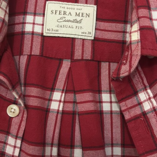 Sfera men's plaid shirt used, red with white stripes, size M