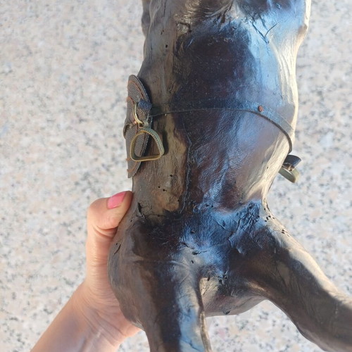 Vintage Decorative Horse Handmade From Natural Leather 20th Century