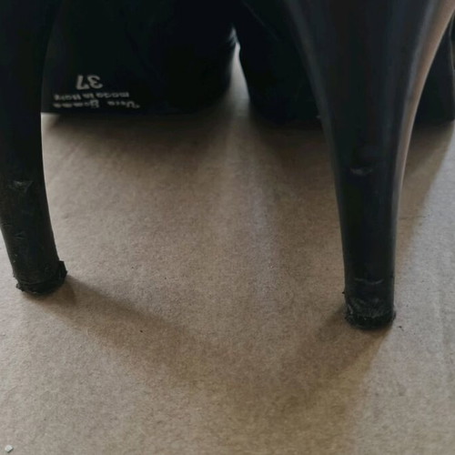 Leather ankle boots used, black, size 37 with low wedge heel