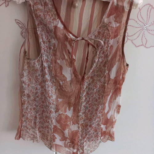 Summer set asymmetric silk like new, beige and brown