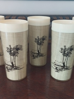 Thermo-Serv Vintage Insulated Tumblers Set of 5 Tahitian Holiday