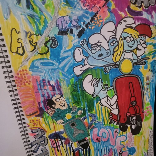 Watercolor painting new with markers 39×39