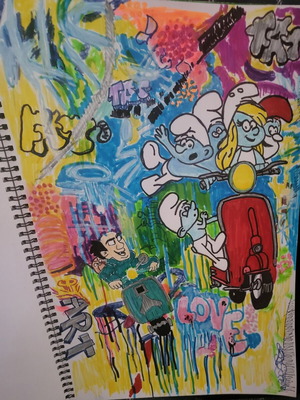 Watercolor painting new with markers 39×39