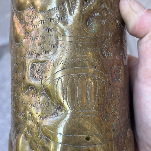 Brass Artillery Shell Decorative Vase 1936 Used
