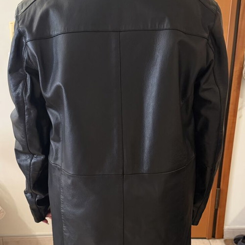 Leather coat black size L unisex, info jackets