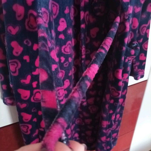 Women's home robe one size, blue and pink hearts