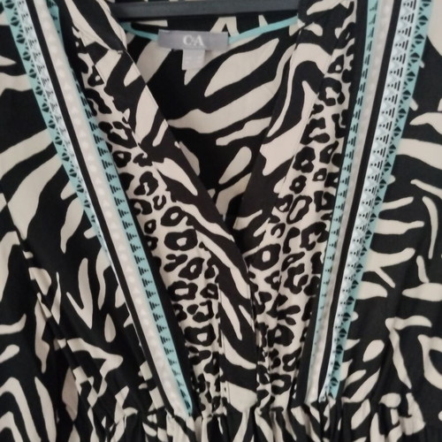Boho animal print dress C&A like new, black and white with blue details