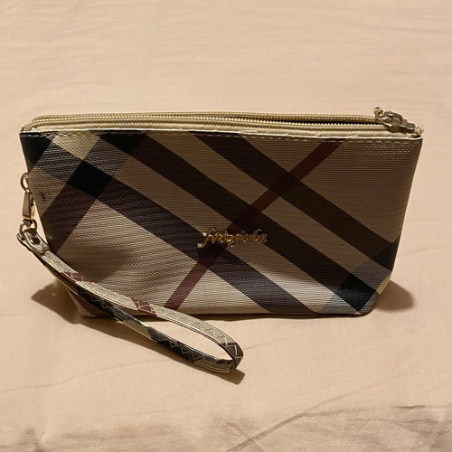 Fragola small toiletry bag with removable strap, beige and brown