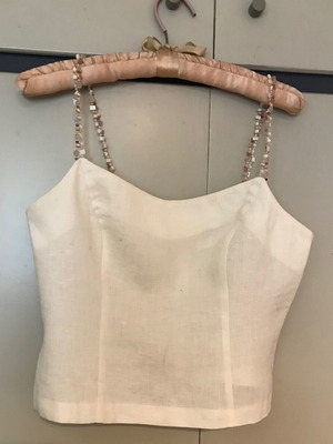 Raxevsky crop top white linen used, size M