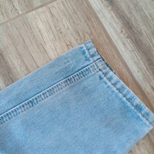 Denim set with vest used, straight high-waisted jeans