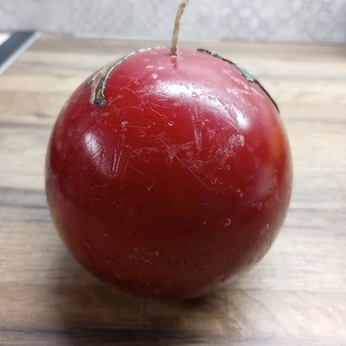 Christmas candle large ball-shaped burgundy color new