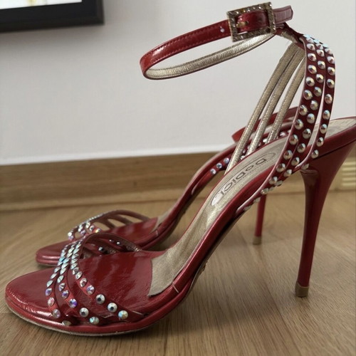 Dodici Gold evening sandals used, red, size 40