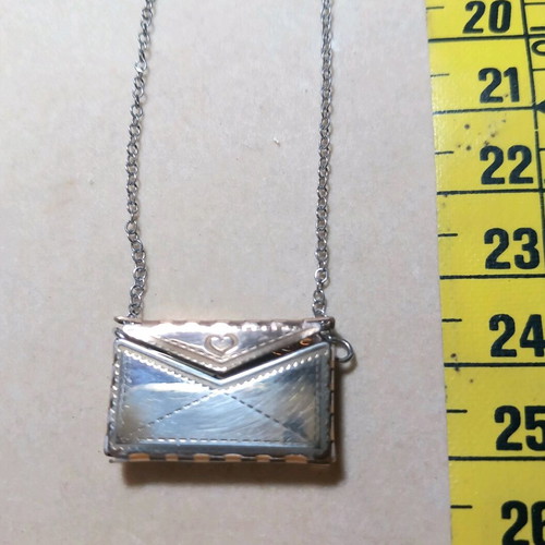 Silver Rose Gold Italian Necklace Two-Tone with Envelope Pendant