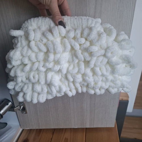 Puffy bag handmade unused, white handbag