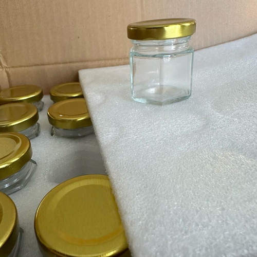 Mini glass honey jars 45 pcs 1.5oz new with gold lid