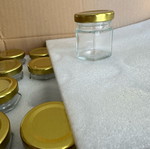 Mini glass honey jars 45 pcs 1.5oz new with gold lid