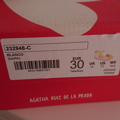 Agatha Ruiz De La Prada sandals size 30 like new, white and pink, velcro