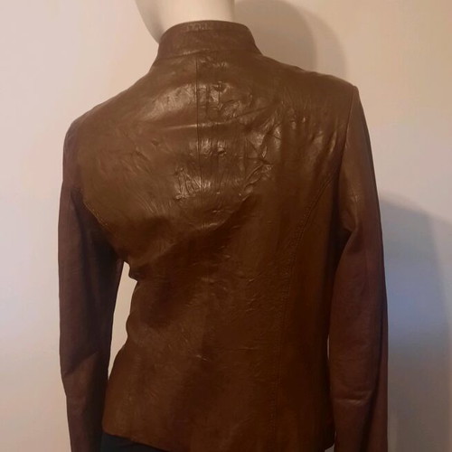 Leather jacket women's brown like new, genuine leather