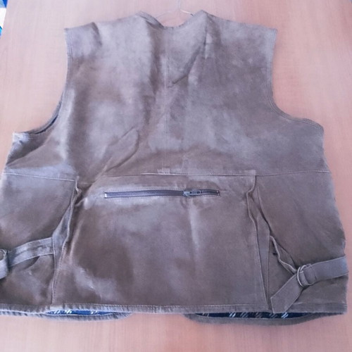 Leather vest XL used, brown, genuine leather