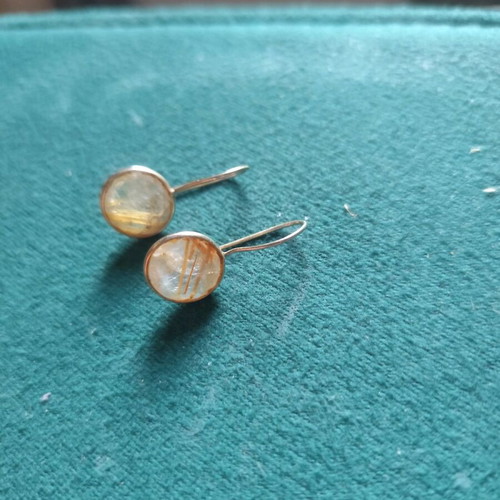 Silver gold-plated earrings with semi-precious stones like new