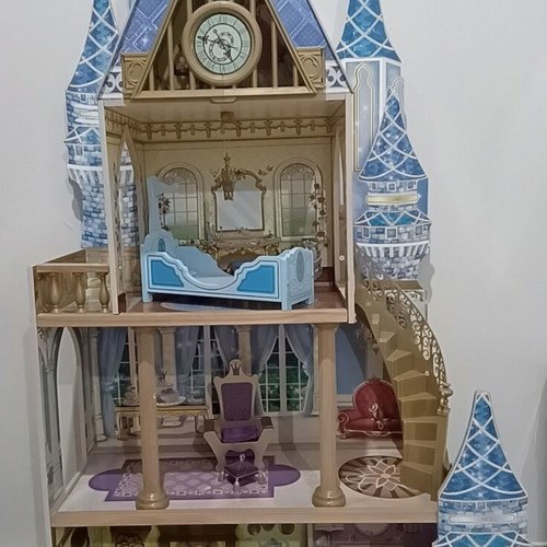 Disney Princess wooden castle dollhouse with toys