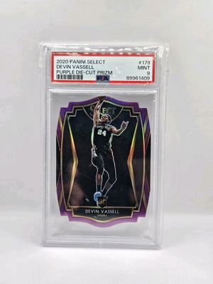 Panini Select Devin Vassell die cut purple rc PSA9 like new, numbered 99