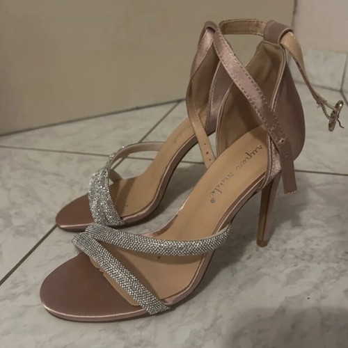 Sandals with thin heel, pink and silver, like new