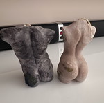 Set of soy candles shaped as female and male bodies like new