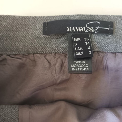 Mango women's grey mini pencil skirt with pockets, size 36