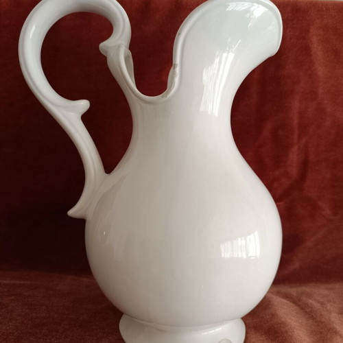Ceramic wash basin and pitcher set used, French origin, early 20th century