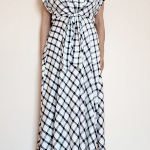 DKNY midi checked dress with collar like new, size M