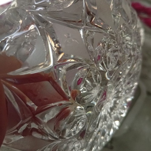Crystal ashtrays luxury carved, new, set of two, 13cm diameter