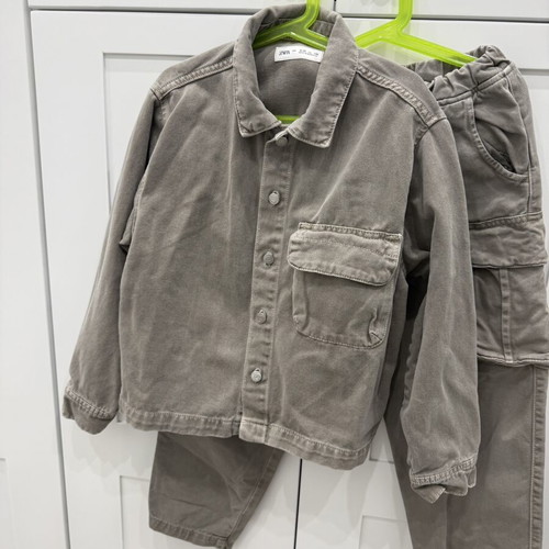 Zara kids denim set 9-10 years 140cm like new, grey beige