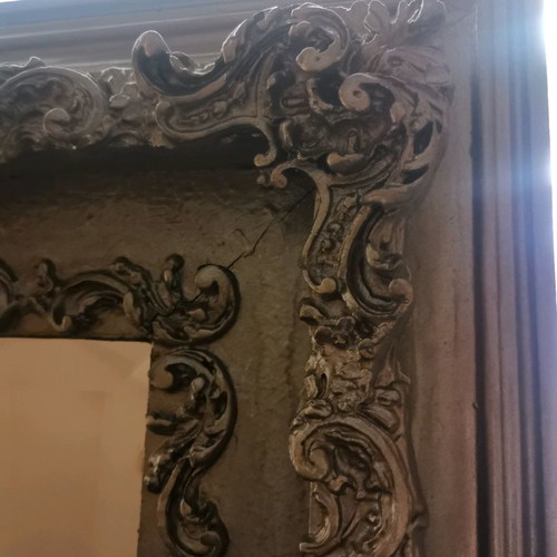 Antique mirror used with carved frame and bijou glass