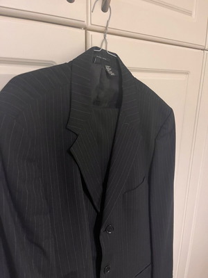 Zara pinstripe suit used, black, wool XL