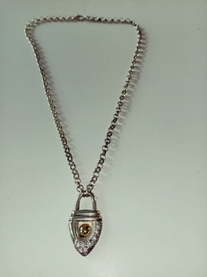 Vintage 925 Silver Necklace with 585 Gold Motif by Άπεφθον, new