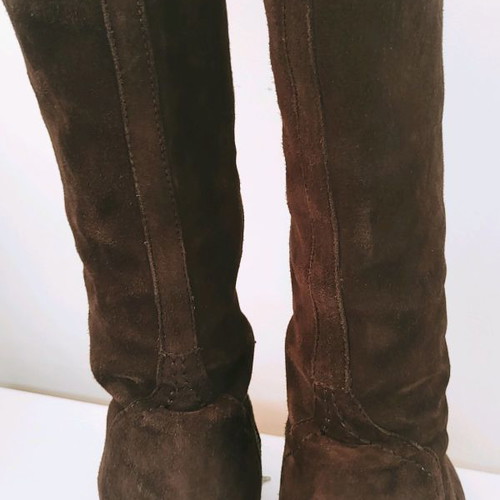 Suede boots used, genuine leather, size 40, brown