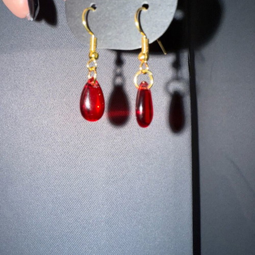 Earrings with red crystals new, handmade from stainless steel